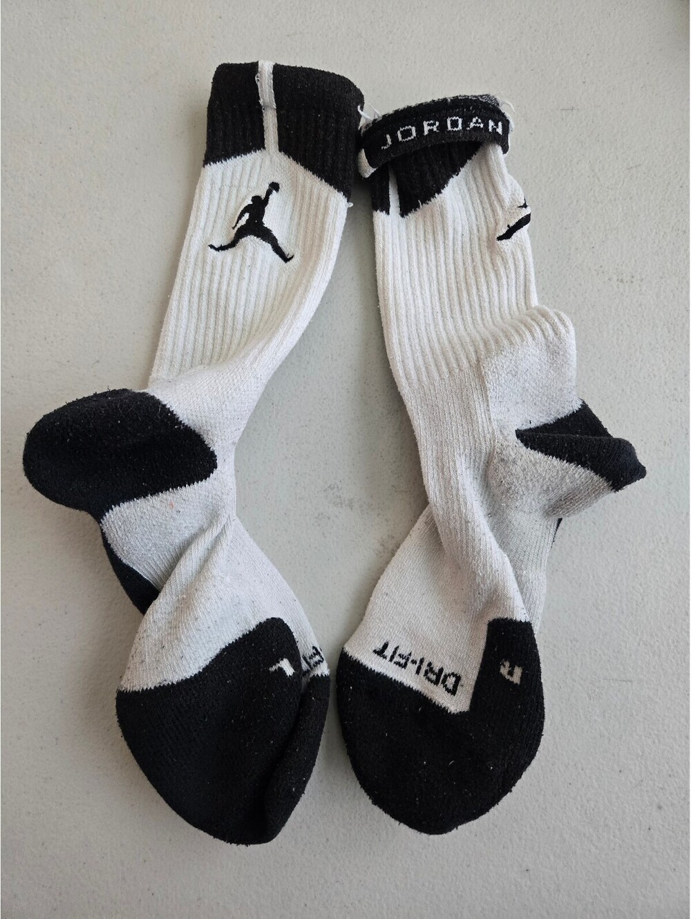 Jordan Jumpman Basketball Crew Socks White Black Dri-FIT Adult Large